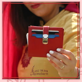 کیف پول زنانه چرم قرمز