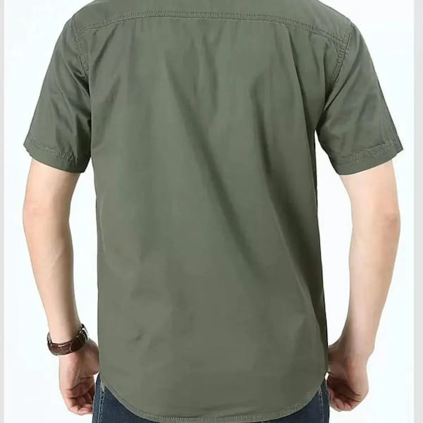 عکس-پیراهن آستین کوتاه مردانه تک رنگ