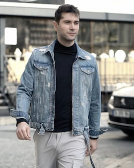 کت مردانه جین تک رنگ
