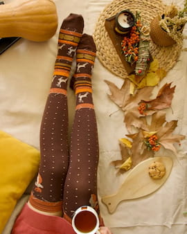 جوراب پاییزه زنانه قهوه ای