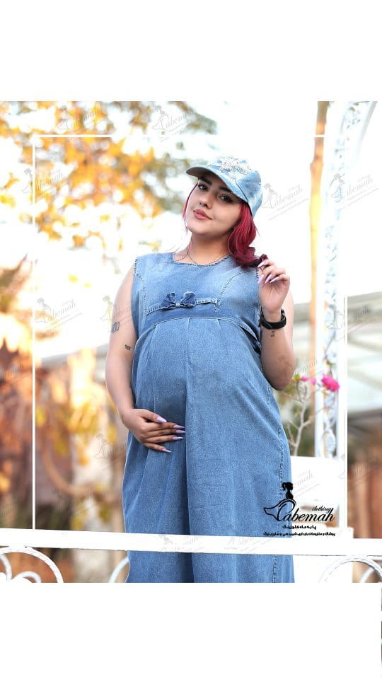 عکس-لباس بارداری زنانه جین تک رنگ