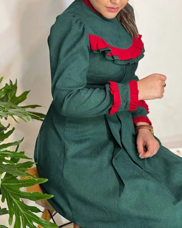 عکس-پیراهن دخترانه مخمل کبریتی