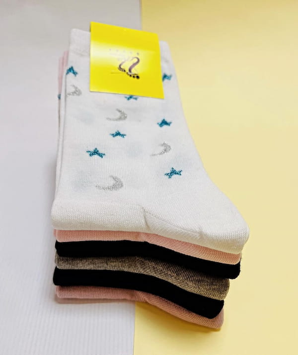 عکس-جوراب زنانه نخ پنبه تک رنگ