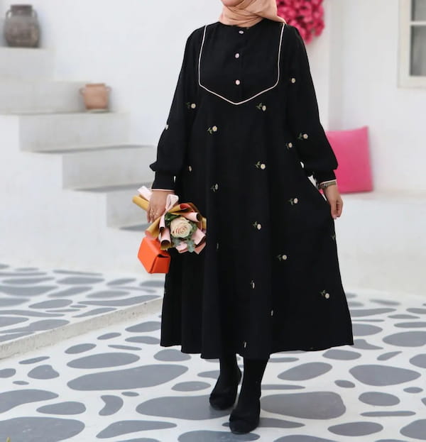 عکس-پیراهن گلدوزی زنانه مخمل کبریتی