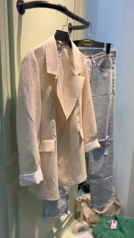 کت استردار زنانه جین تک رنگ