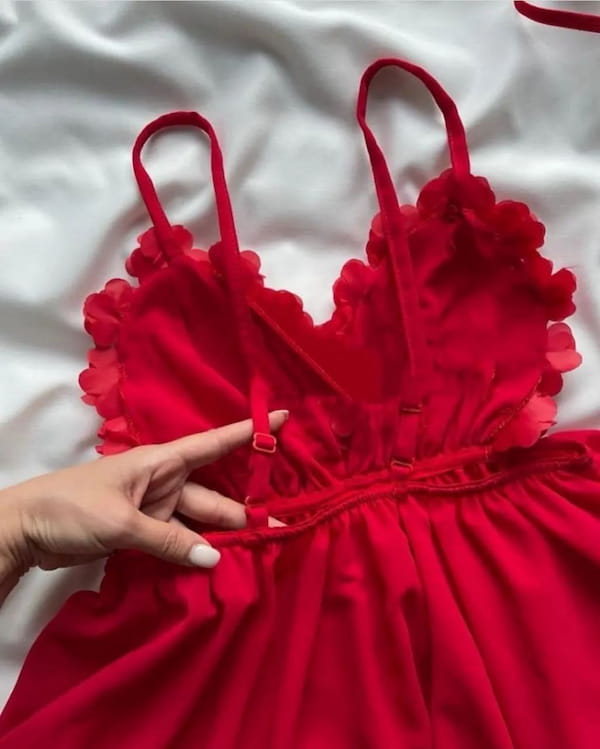 عکس-لباس خواب زنانه حریر قرمز