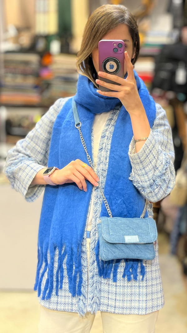 عکس-روسری زنانه جین آبی