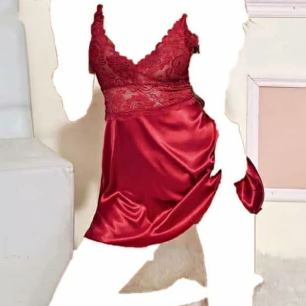 عکس-لباس خواب زنانه ساتن قرمز