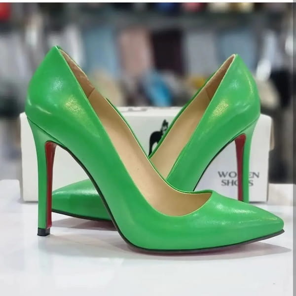 عکس-کفش زنانه چرم سبز