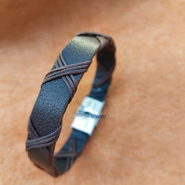 دستبند مردانه چرم تک رنگ