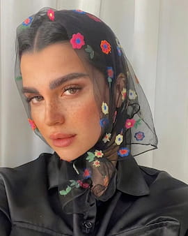 روسری گلدوزی زنانه مشکی