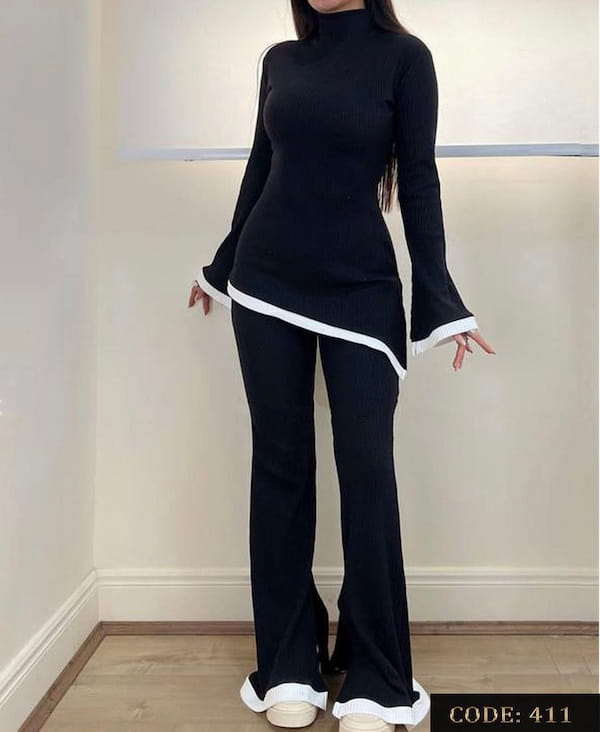 عکس-تیشرت یقه اسکی پنبه زنانه بلند