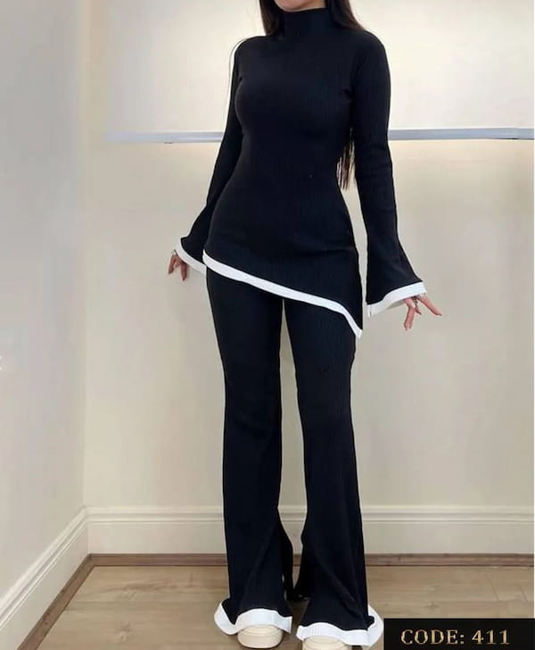 عکس-تیشرت یقه اسکی پنبه زنانه بلند