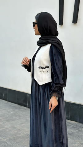 پیراهن زنانه مخمل شنل مشکی