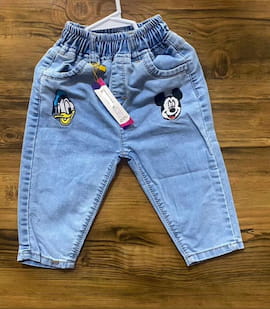 شلوار جین بچگانه گلدوزی تک رنگ