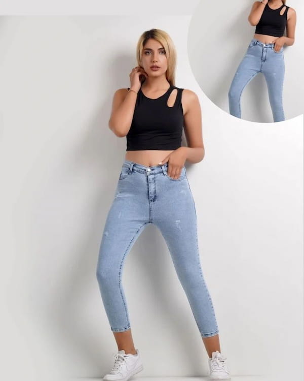 عکس-شلوار جین کوتاه زنانه بلند