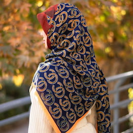 روسری پاییزه نخ پنبه زنانه ست کرمی