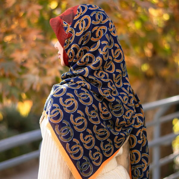 عکس-روسری پاییزه نخ پنبه زنانه ست کرمی