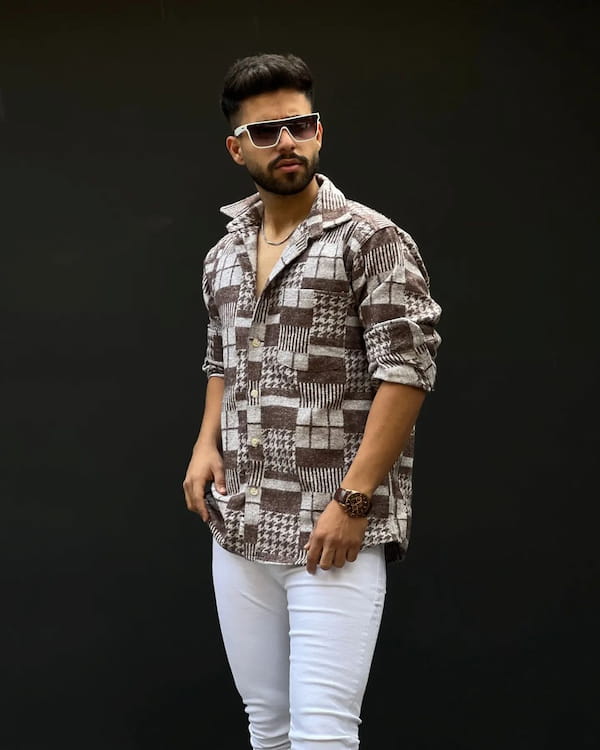 عکس-پیراهن پاییزه پشمی مردانه بوتیک