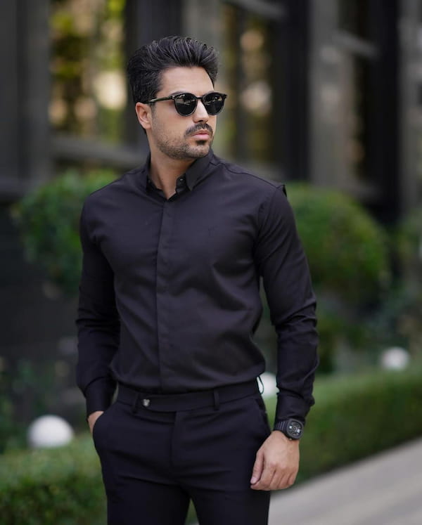 عکس-پیراهن آستین بلند پارچه ای مردانه بلند