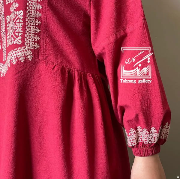 عکس-پیراهن گلدوزی دخترانه پنبه تک رنگ