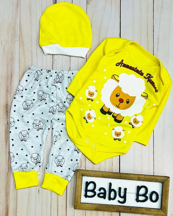 عکس-شلوار نخی نوزادی زرد