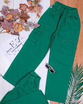 شلوار جین بچگانه کارگو سبز