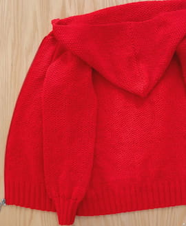 ژاکت کلاهدار دخترانه بافت قرمز