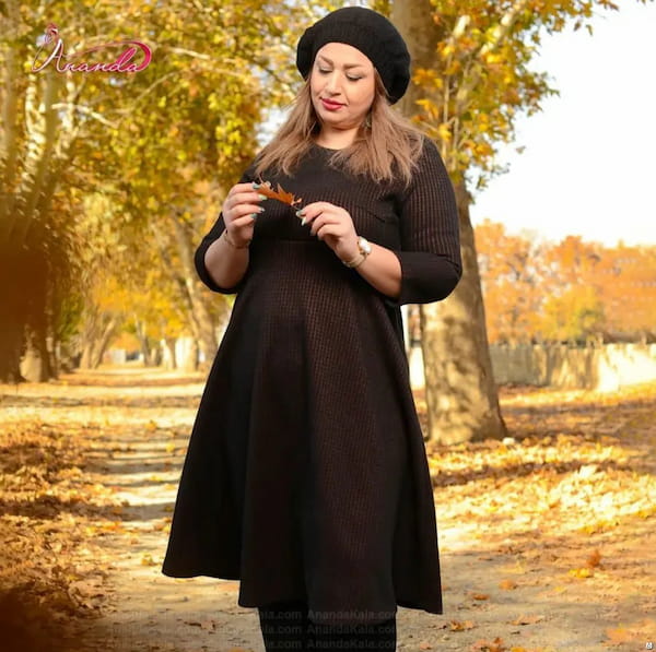 عکس-پیراهن بارداری چهارخانه پشمی زنانه 90