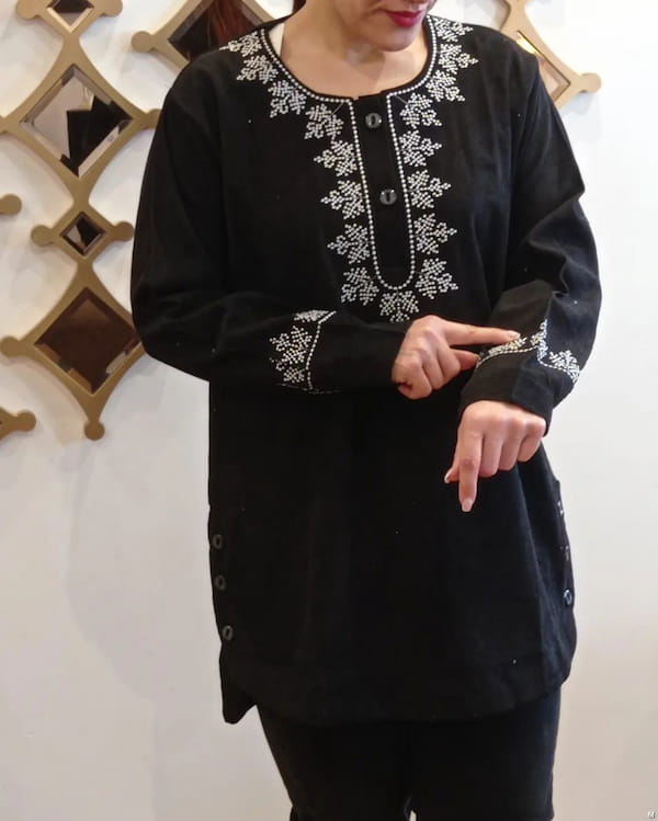 عکس-تونیک گلدوزی زنانه مخمل کبریتی