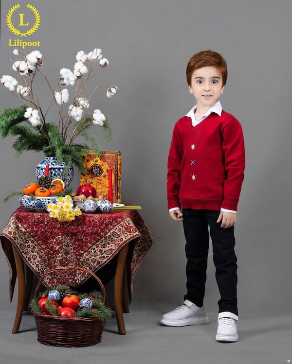 عکس-پیراهن یقه دار کتان بچگانه هفت