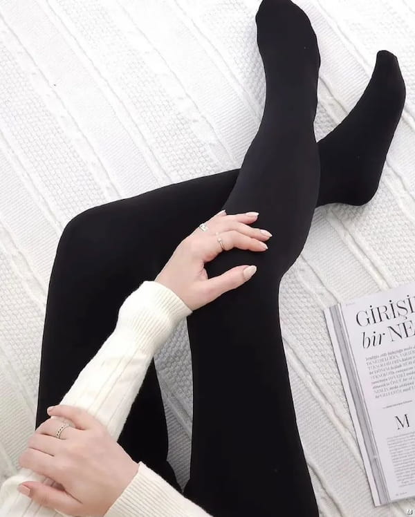 عکس-جوراب شلواری زنانه خزدار بلند مشکی