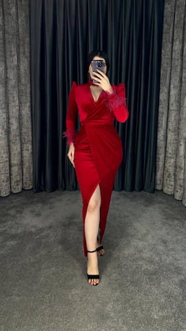 لباس مجلسی زنانه مخمل قرمز