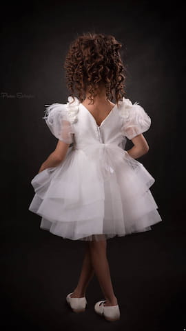 لباس مجلسی عروسکی دخترانه سفید