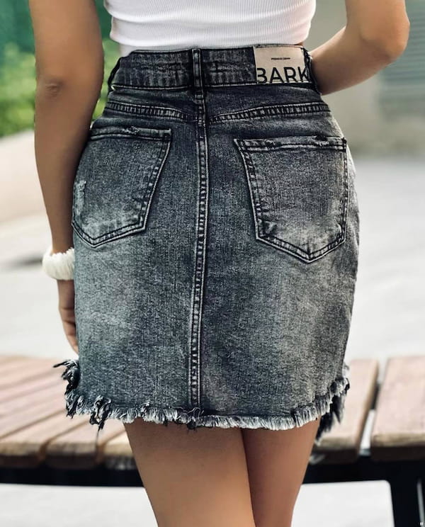 عکس-دامن زنانه جین زغالی
