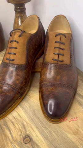 کفش روزمره مردانه چرم طبیعی عسلی