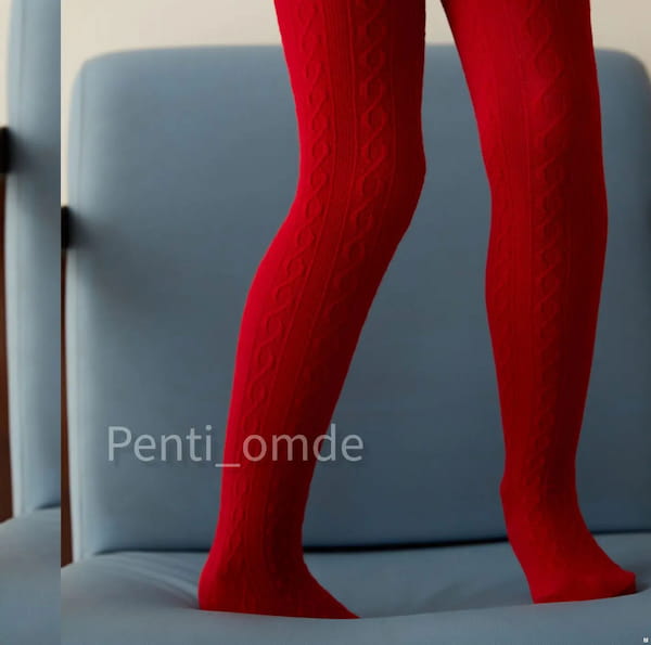 عکس-جوراب شلواری دخترانه پنبه قرمز