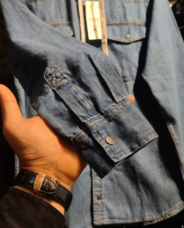 عکس-پیراهن کلاهدار مردانه جین تک رنگ