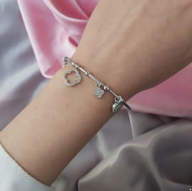 دستبند دخترانه نقره نقره ای