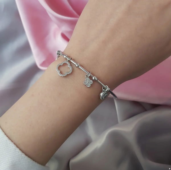 عکس-دستبند دخترانه نقره نقره ای