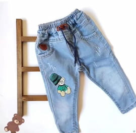 شلوار جین بچگانه گلدوزی آبی
