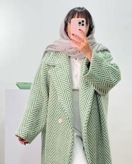 پالتو استردار زنانه پشمی سبز