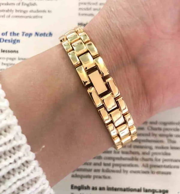 عکس-دستبند زنانه شیشه طلایی