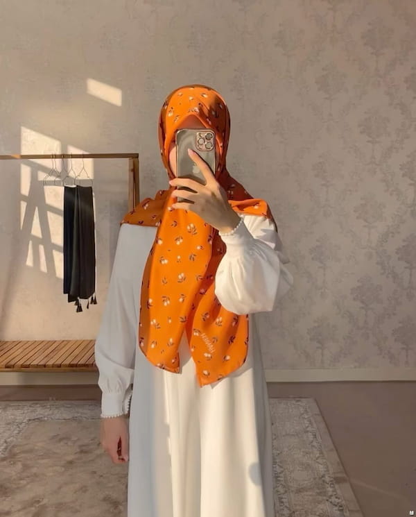 عکس-روسری زنانه نخی نارنجی
