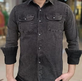 پیراهن مردانه پنبه زغالی