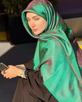 روسری زنانه ابریشم خاکی