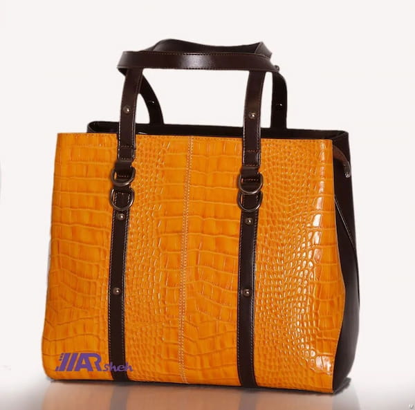 عکس-کیف زنانه چرم طبیعی زرد