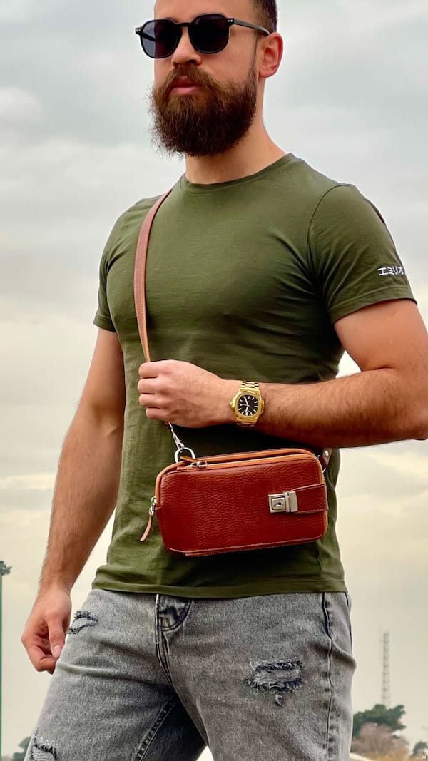 عکس-کیف مردانه چرم طبیعی