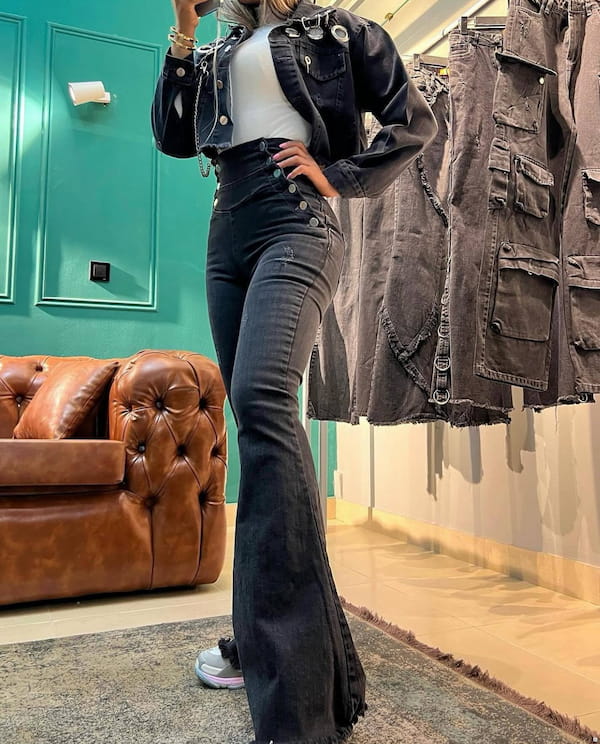 عکس-شلوار جین زنانه دمپا زغالی
