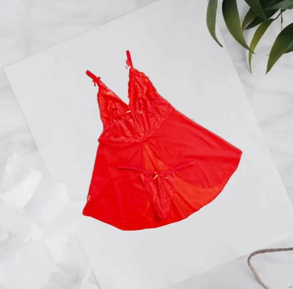عکس-لباس خواب زنانه دانتل قرمز